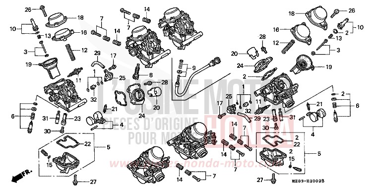 CARBURATEUR (PIECES CONSTITUTIVES) de VALKYRIE PEARL CANYON COPPER (YR188B) 1998