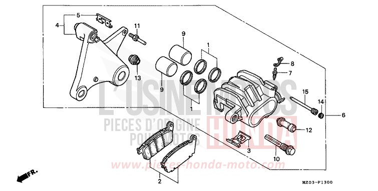 ETRIER DE FREIN ARRIERE de VALKYRIE PEARL CANYON COPPER (YR188B) de 1998