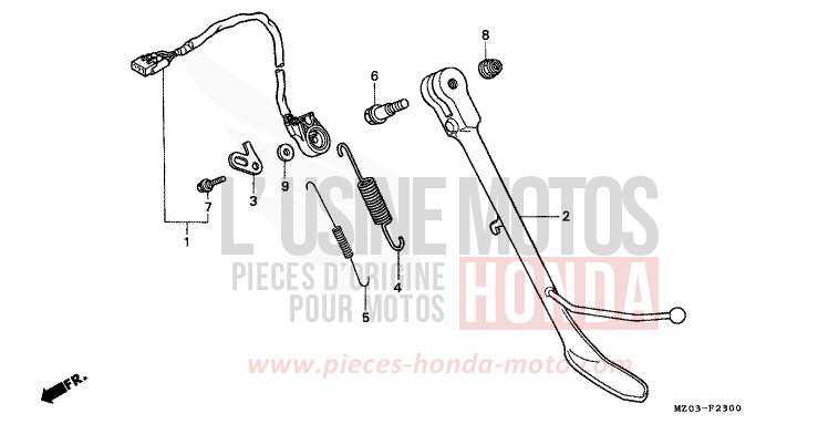 BEQUILLE LATERALE de VALKYRIE PEARL CANYON COPPER (YR188B) de 1998