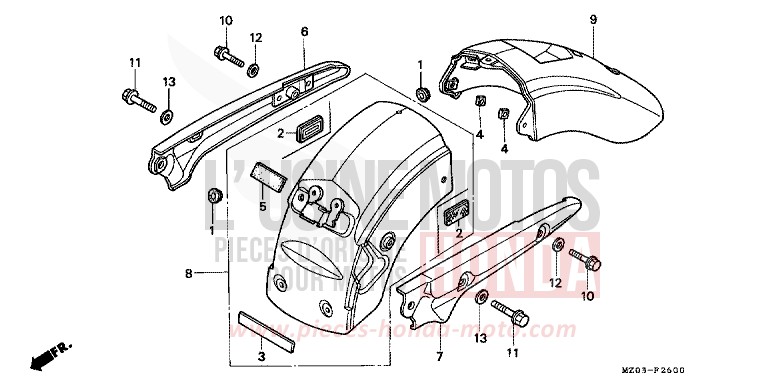 GARDE-BOUE ARRIERE/BARRE D'APPUI de VALKYRIE PEARL CANYON COPPER (YR188B) de 1998