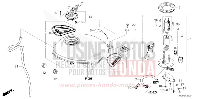 RESERVOIR A CARBURANT/POMPE A CARBURANT de CL500 MAT GUNPOWDER BLACK METALLIC (NH436) de 2023