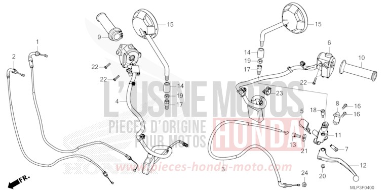 LEVIER DE GUIDON/COMMUTATEUR/CABLE/MIROIR de CL500 MAT LAUREL GREEN METALLIC (G207) de 2023