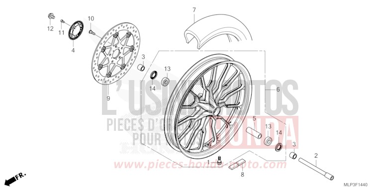 ROUE AVANT de CL500 MAT LAUREL GREEN METALLIC (G207) de 2023