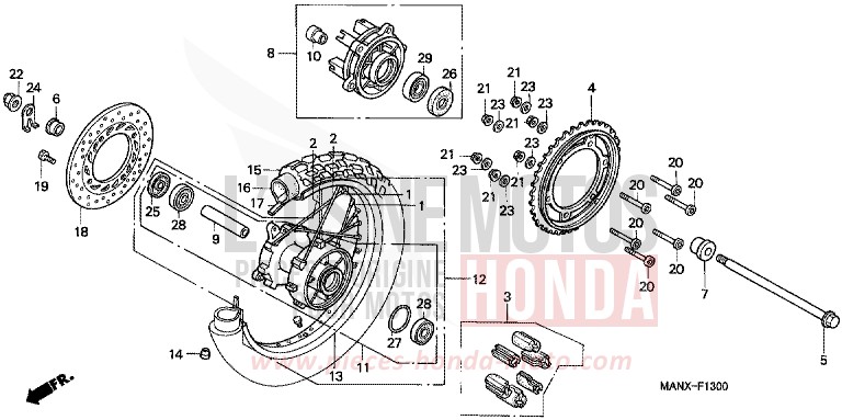 ROUE ARRIERE de Dominator MAGNA RED (R201) 1999