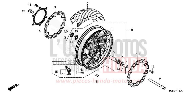 ROUE AVANT de CB650F MAT GUNPOWDER BLACK METALLIC (NH436X) de 2016