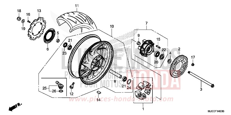 ROUE ARRIERE de CB650F MAT GUNPOWDER BLACK METALLIC (NH436X) de 2016