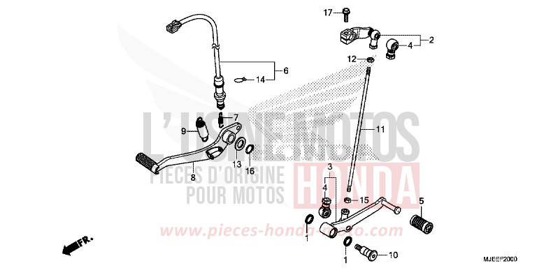 PEDALE de CB650F MAT GUNPOWDER BLACK METALLIC (NH436X) de 2016