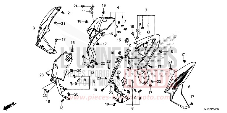 BUSE (1) de CB650F MAT GUNPOWDER BLACK METALLIC (NH436X) de 2016