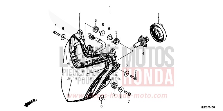 PROJECTEUR (1) de CB650F MAT GUNPOWDER BLACK METALLIC (NH436K) de 2016
