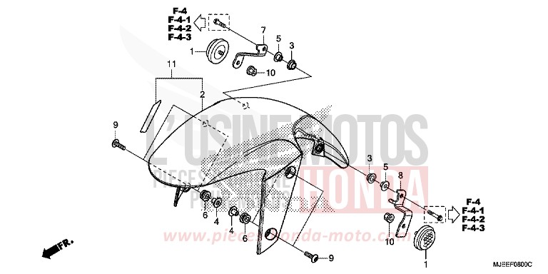 AILE AVANT de CB650F MAT GUNPOWDER BLACK METALLIC (NH436K) de 2016