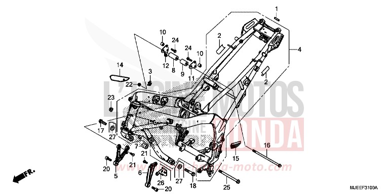 CARROSSERIE DE CHASSIS de CB650F MAT GUNPOWDER BLACK METALLIC (NH436K) de 2016