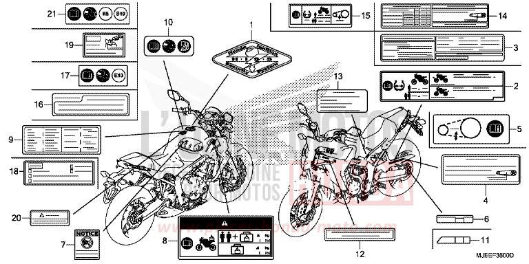 ETIQUETTE DE PRECAUTIONS de CB650F MAT GUNPOWDER BLACK METALLIC (NH436K) de 2016
