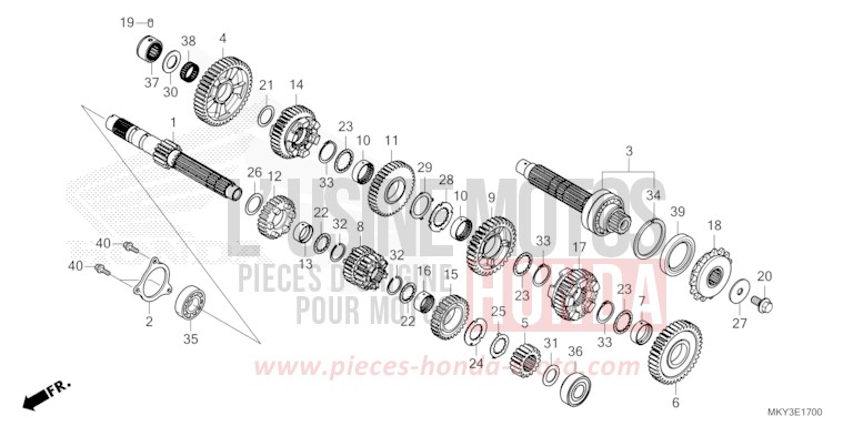 BOITE DE VITESSES de CBR650R MAT GUNPOWDER BLACK METALLIC (NH436) de 2022