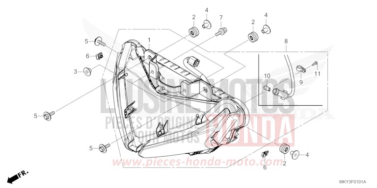 PROJECTEUR (CBR650RA) de CBR650R MAT GUNPOWDER BLACK METALLIC (NH436) de 2022