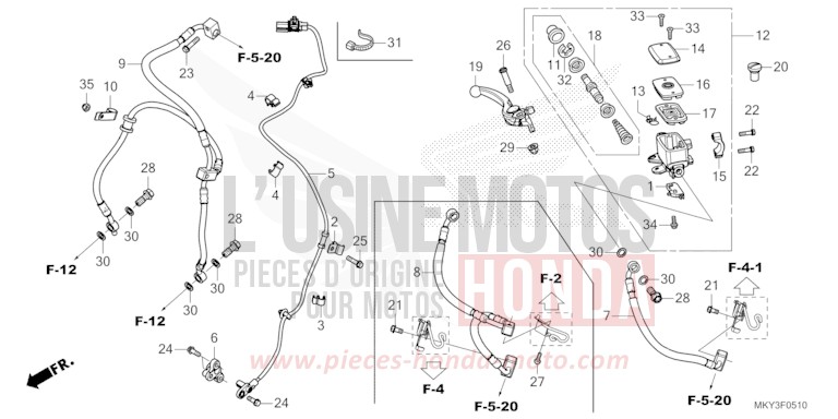 MAITRE-CYLINDRE DE FREIN AVANT CYLINDRE de CBR650R MAT GUNPOWDER BLACK METALLIC (NH436) de 2022
