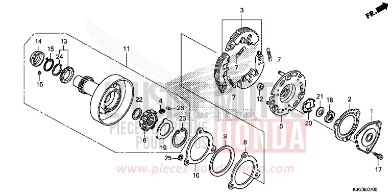 EMBRAYAGE UNIDIRECTIONNEL de C125A PEARL NEBULA RED (R376) de 2019
