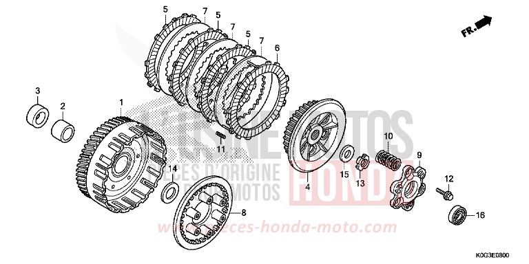 EMBRAYAGE de C125A PEARL NEBULA RED (R376) de 2019