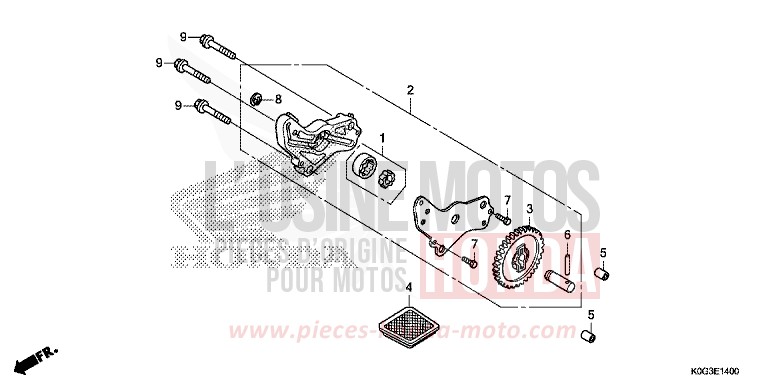 POMPE A HUILE de C125A PEARL NEBULA RED (R376) de 2019