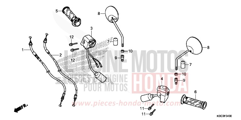 COMMUTATEUR/CABLE/MIROIR de C125A PEARL NEBULA RED (R376) 2019