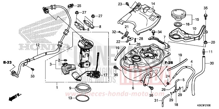 RESERVOIR A CARBURANT/POMPE A CARBURANT de C125A PEARL NEBULA RED (R376) 2019