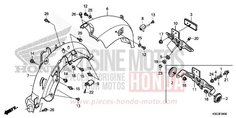 GARDE-BOUE ARRIERE de C125A PEARL NILTAVA BLUE (PB415) 2019