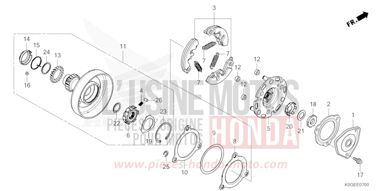 EMBRAYAGE UNIDIRECTIONNEL de C125A PEARL CADET GRAY (NHB95) 2022