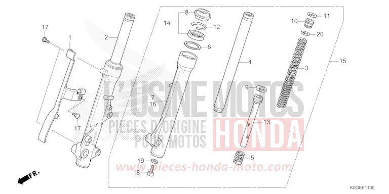 FOURCHETTE AVANT de C125A PEARL CADET GRAY (NHB95) 2022