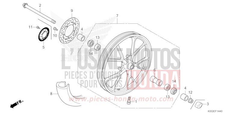 ROUE AVANT de C125A PEARL CADET GRAY (NHB95) 2022