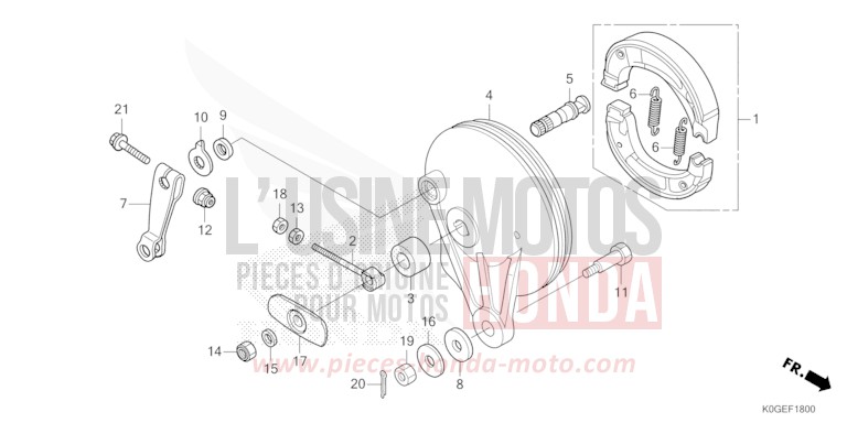 PANNEAU DE FREIN ARRIERE de C125A PEARL CADET GRAY (NHB95) 2022