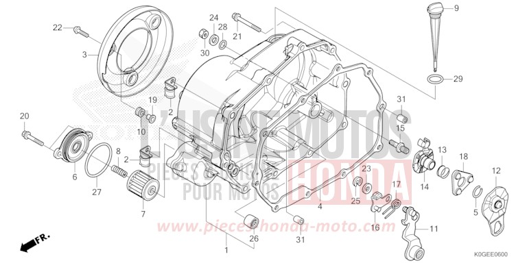 PANNEAU CARTER-MOTEUR D. de C125A PEARL NEBULA RED (R376) 2022