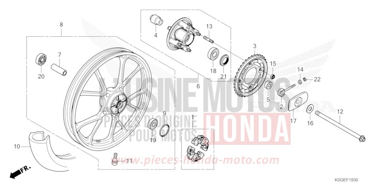 ROUE ARRIERE de C125A PEARL NILTAVA BLUE (PB415) 2022