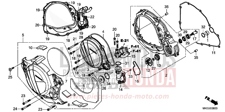 PANNEAU CARTER-MOTEUR D./POMPE A EAU de CRF450L EXTREME RED (R292) 2019