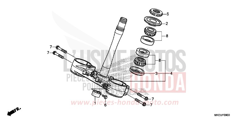 TIGE DE DIRECTION de CRF450L EXTREME RED (R292) 2019
