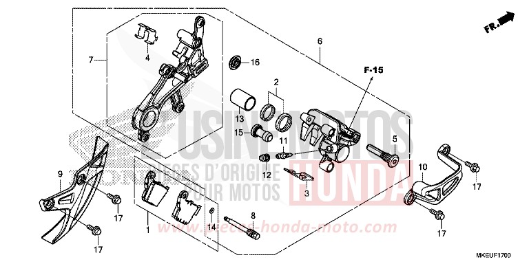 ETRIER DE FREIN ARRIERE de CRF450L EXTREME RED (R292) 2019