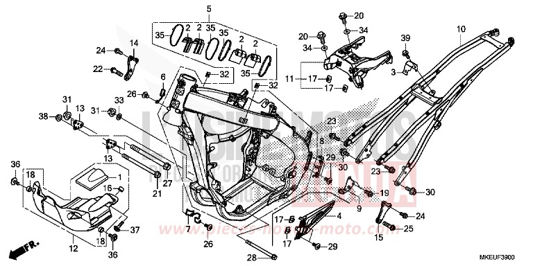 CARROSSERIE DE CHASSIS de CRF450L EXTREME RED (R292) 2019