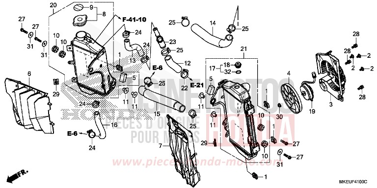 RADIATEUR de CRF450L EXTREME RED (R292) 2019