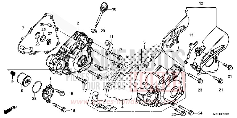 PANNEAU CARTER-MOTEUR G. de CRF450L EXTREME RED (R292) de 2020