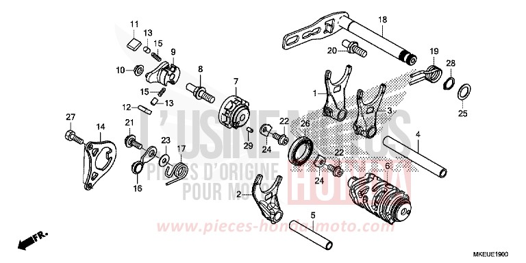 BARILLET DE SELECTION de CRF450L EXTREME RED (R292) 2020