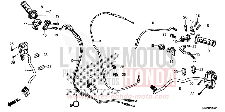 LEVIER DE GUIDON/COMMUTATEUR/CABLE de CRF450L EXTREME RED (R292) de 2020