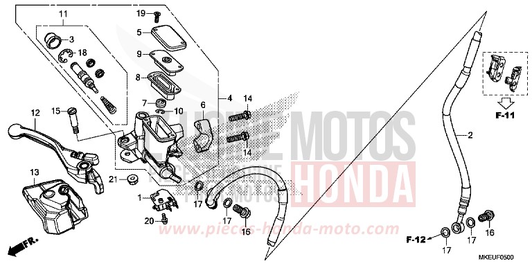 MAITRE-CYLINDRE DE FREIN AVANT CYLINDRE de CRF450L EXTREME RED (R292) de 2020