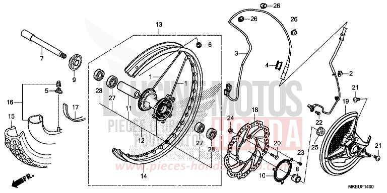 ROUE AVANT de CRF450L EXTREME RED (R292) 2020