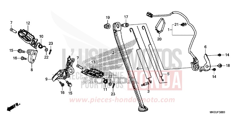 MARCHE/BEQUILLE de CRF450L EXTREME RED (R292) de 2020