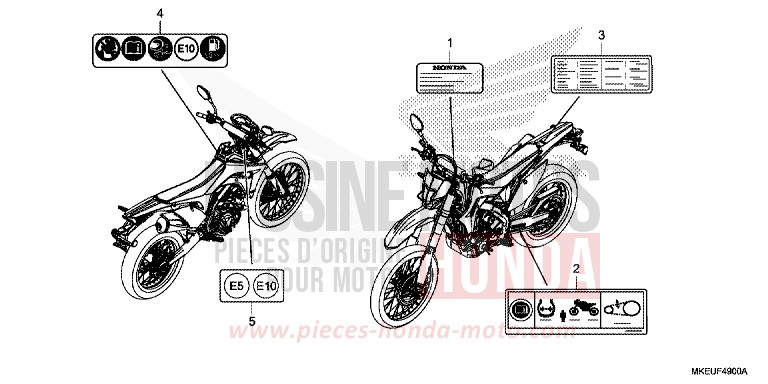 ETIQUETTE DE PRECAUTIONS de CRF450L EXTREME RED (R292) 2020