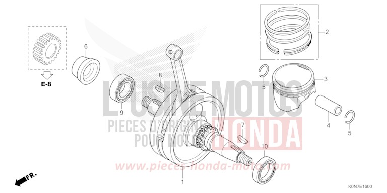 VILEBREQUIN/PISTON de CBF125 NOIR (NH1) de 2021