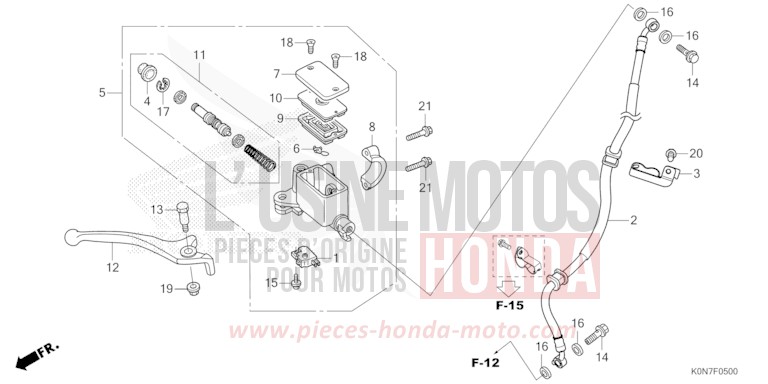 MAITRE-CYLINDRE DE FREIN AVANT CYLINDRE de CBF125 NOIR (NH1) de 2021