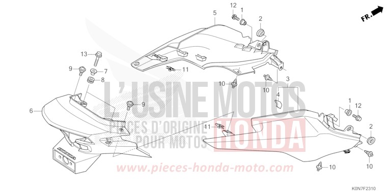 CAPOT ARRIERE de CBF125 NOIR (NH1) de 2021