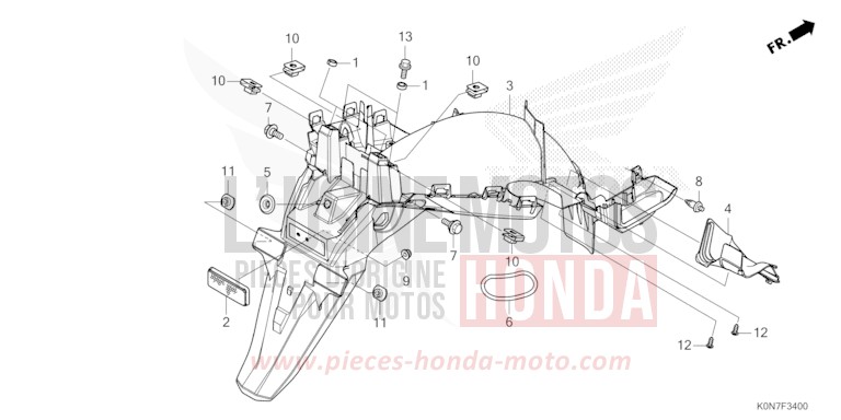 GARDE-BOUE ARRIERE de CBF125 NOIR (NH1) de 2021