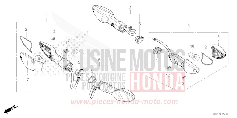 CLIGNOTANT de CBF125 NOIR (NH1) de 2021
