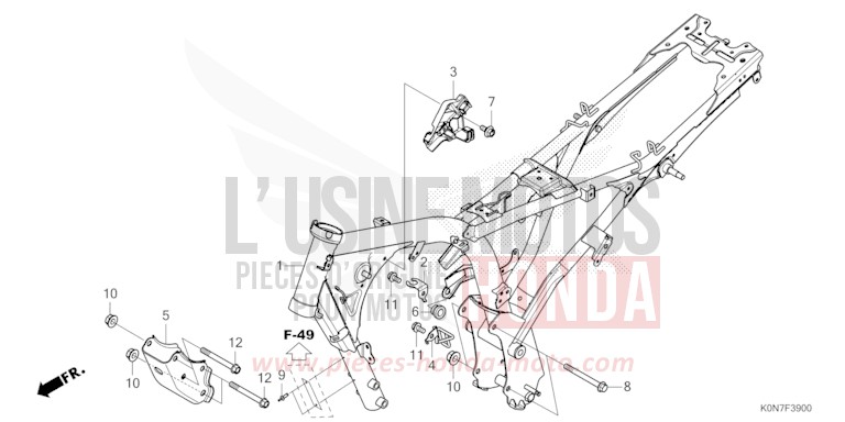 CARROSSERIE DE CHASSIS de CBF125 NOIR (NH1) de 2021