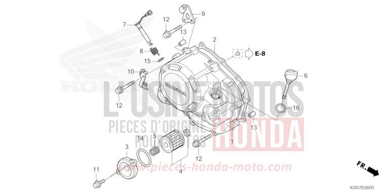 PANNEAU CARTER-MOTEUR D. de CBF125 PEARL COOL WHITE (NHA16) de 2021